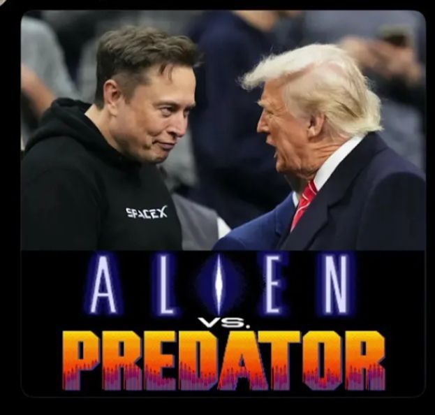 Musk & Trump en image avec pour sous-titre: Alien vs Predator