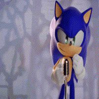 A stretched gif of sonic the hedgehog doing the rick astley never gonna give you up dance