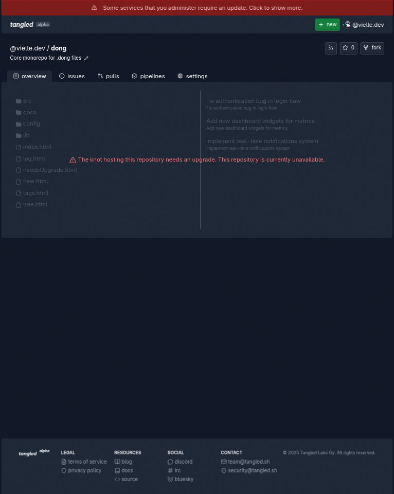 A screenshot of a tangled.sh repo which cant be opened as 