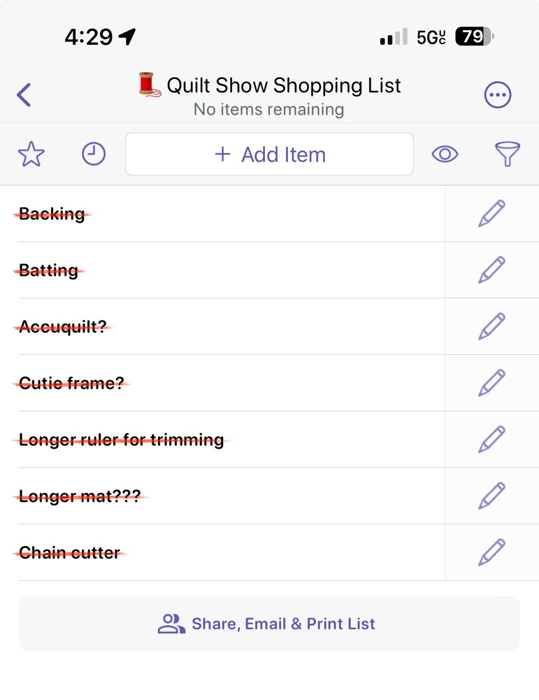 Same list as in the original. Just with all items marked off. 