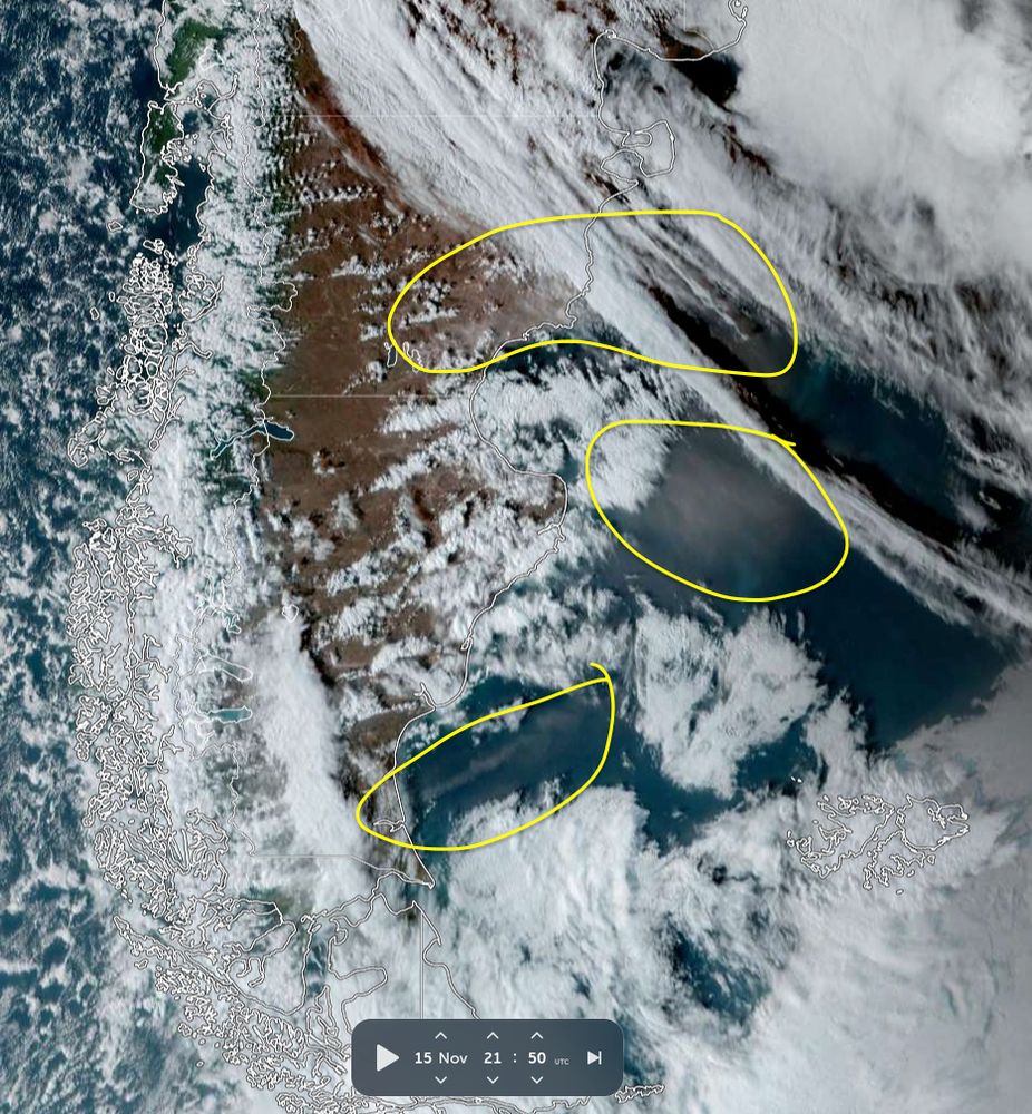 Patches of clear sky show dust activity, most of it obstructed by clouds.