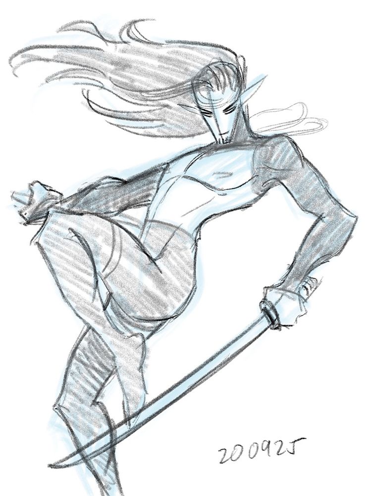 Sketch of my OC Fen done in Procreate. The black pencil layer is the Dusky pencil. This was to test the brush and see the quality of the lines made with the way I draw.