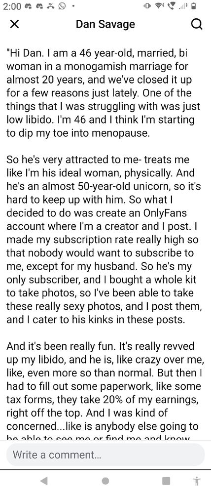 screenshot of a post by Dan Savage reading: 