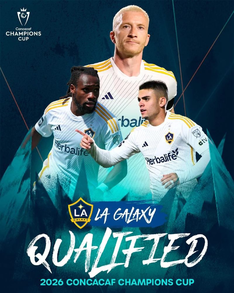 A photo from CONCACAF celebrating the Los Angeles Galaxy's qualification for the CONCACAF Champions Cup through their third place finish in the Leagues Cup