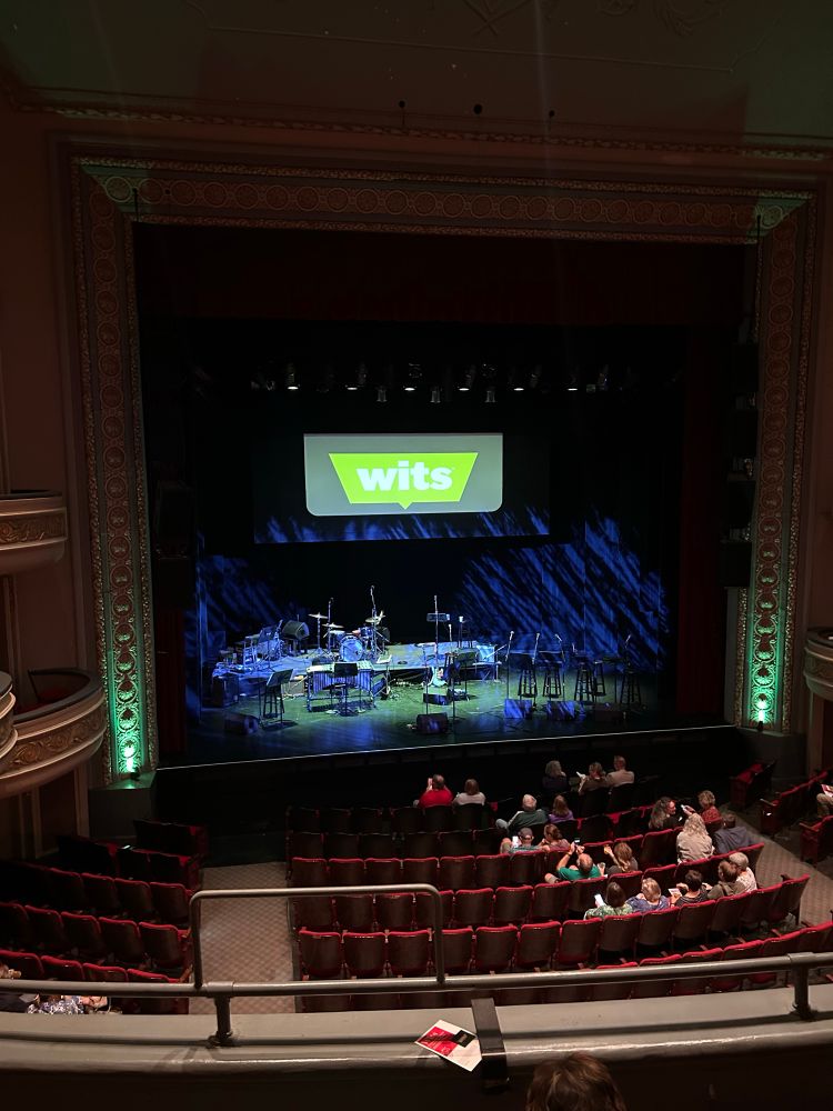 The stage at the Fitzgerald Theater all set for the Wits Reunion show