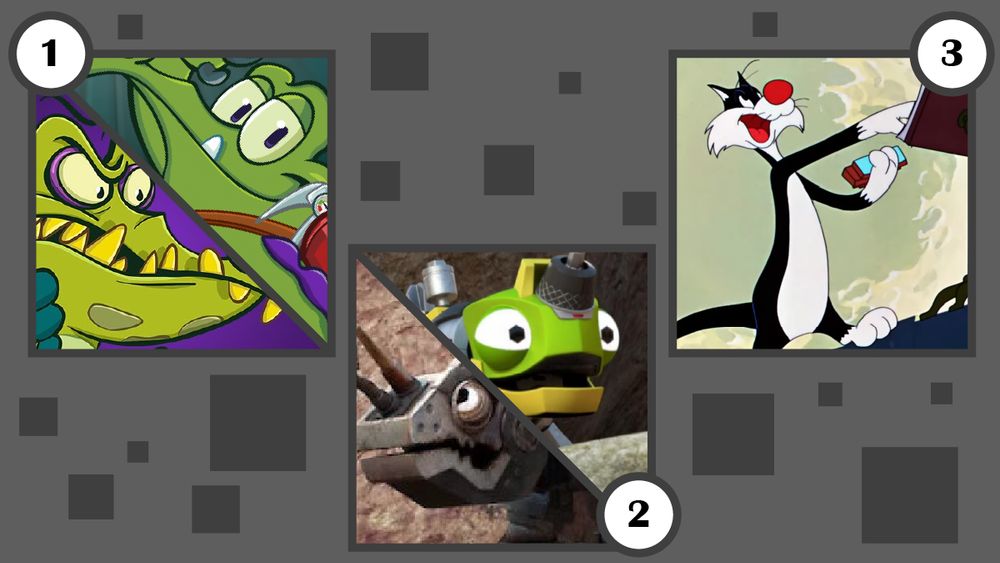 1. [A simple animation, male/male of Cranky anally penetrating Swampy from Where's my water]

2. [A simple animation, male/male of Skrap-it stroking Revvit’s hemipenes from Dinotrux]

3. [A simple animation, male solo of Sylvester the cat masturbating from Looney tunes]