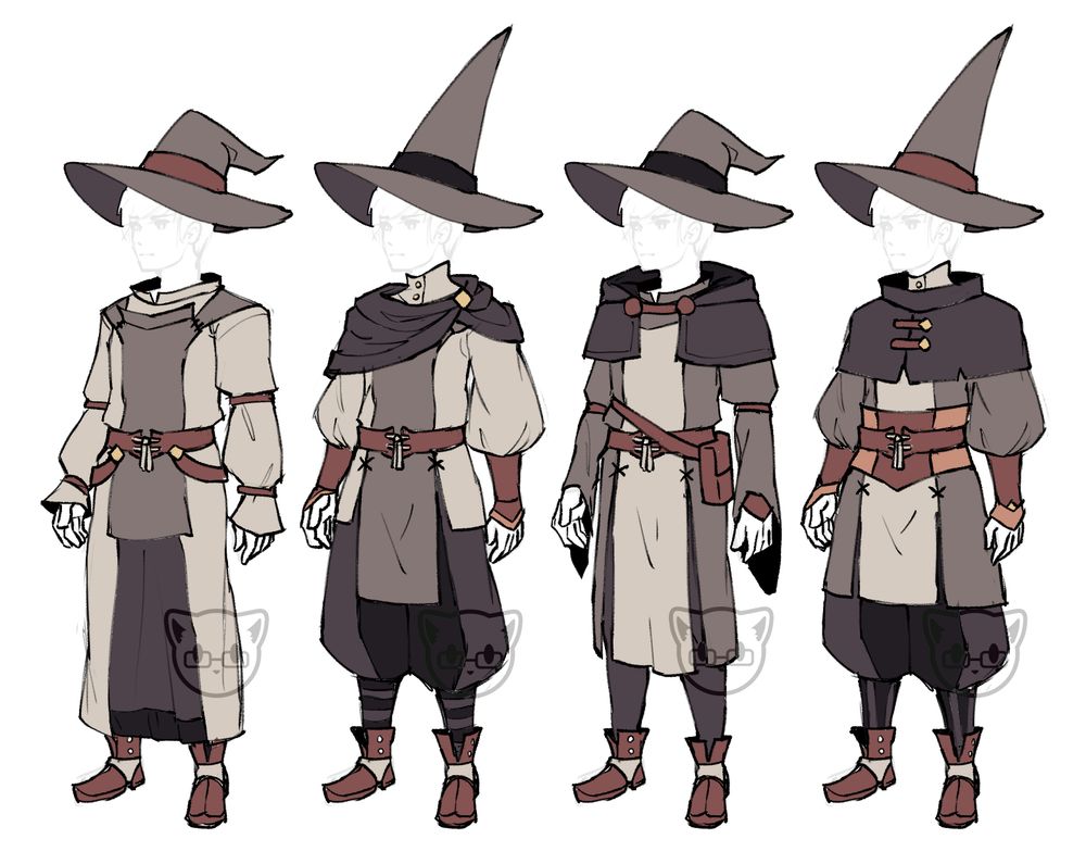 JoRPG Concept Art
Magic User robes complete with mantles and pointy hats