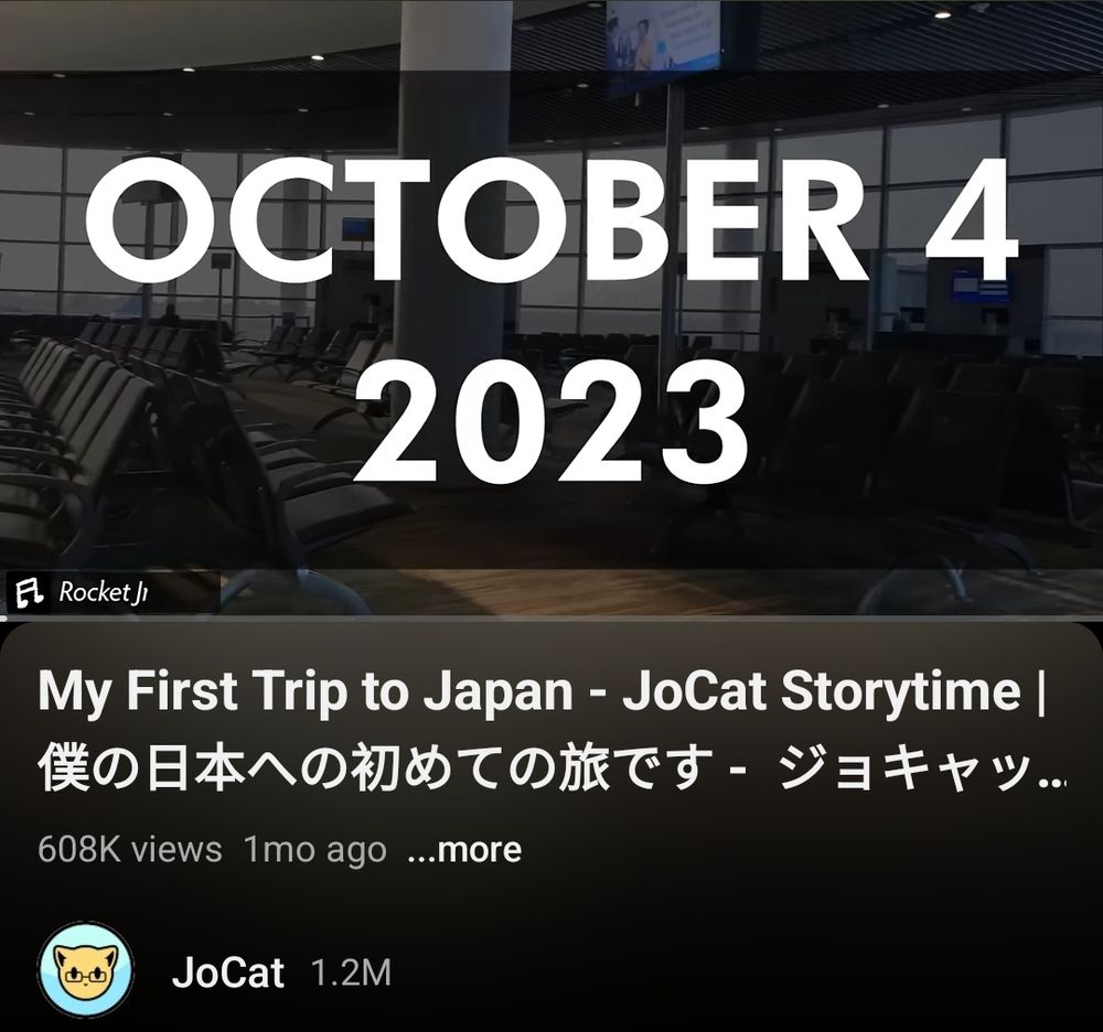 video of JoCat at the airport with the caption "October 4 2023"