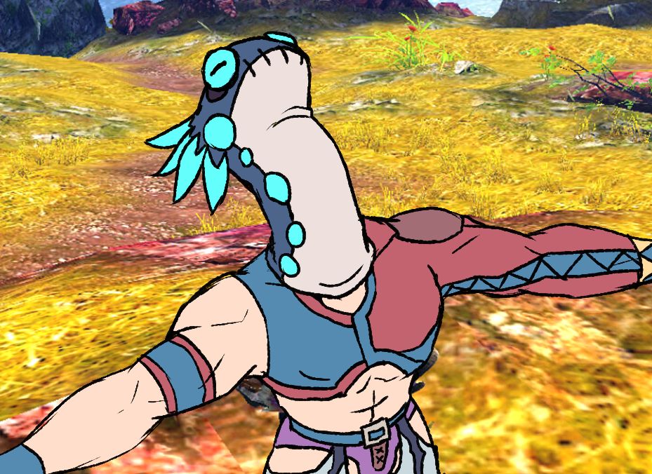 a drawing of JoCrap performing the Kratos God of War "My Life is Yours" meme in front of the ancestral steppe map