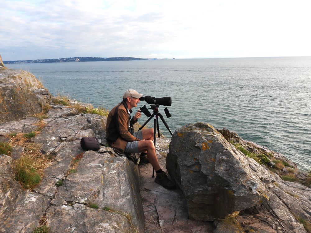 Mike Langman seawatching at Berryhead 