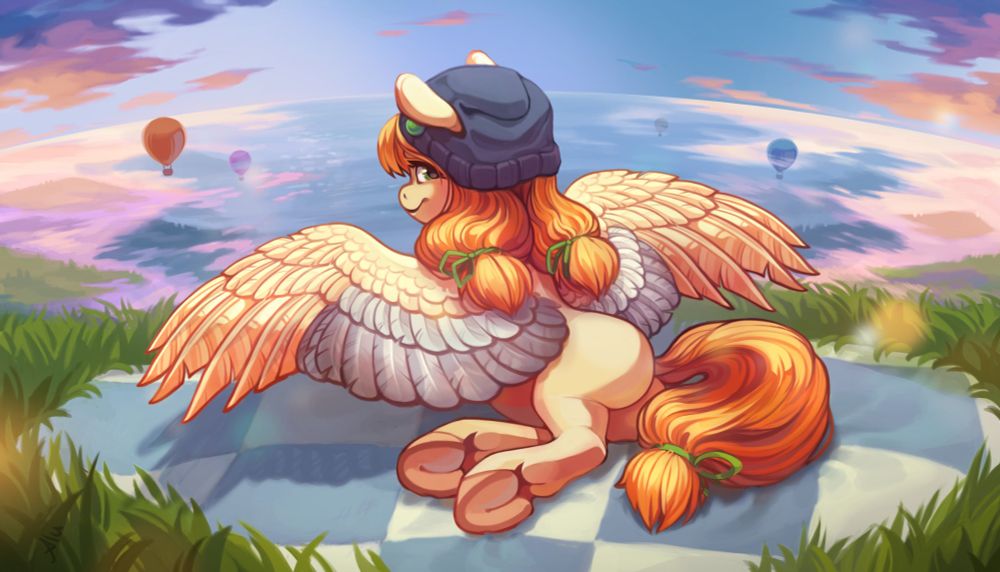 Mlp pony pegasus lying on grass