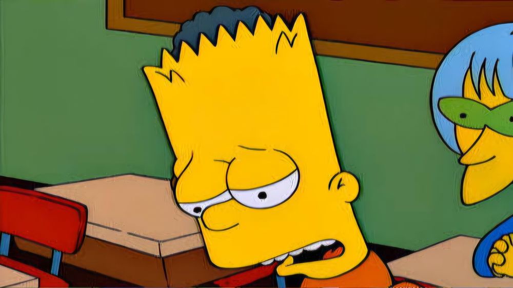 Bart simpson sighing as everyone waits expectantly for him to say the thing