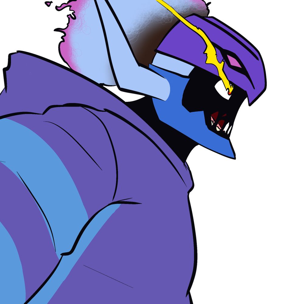 The man's face and neck are completely covered in darkness. He is shouting, but his mouth is disappearing behind the shadows.