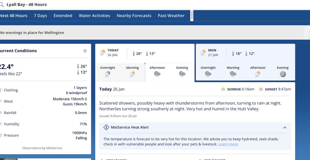 heat alert for wellington