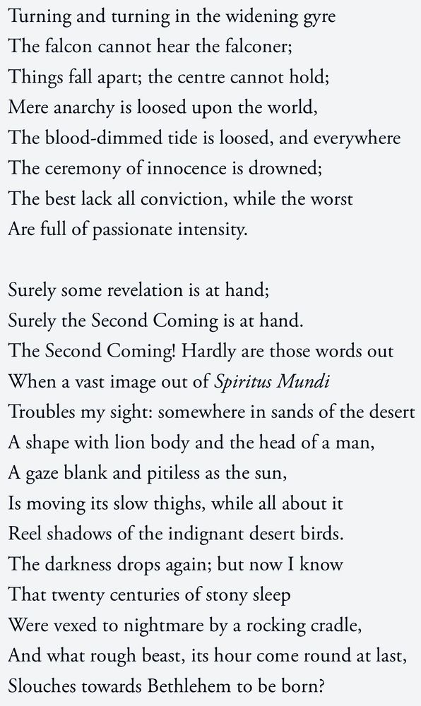 W.B. Yeats, “The second coming”