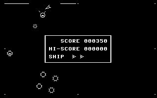 The end game screen of the Commodore Vic-20 classic, Omega Race (an asteroids knock off, let's be honest)