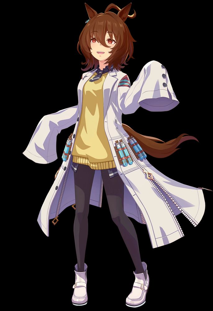 Agnes Tachyon from Uma Musume, an anthropomorphic horse girl wearing an oversized labcoat.