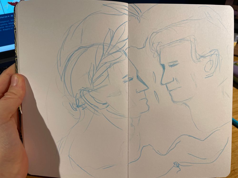 A rough sketch for the Apple core art trend, with characters from the Rings of Power, Gil-Galad and Celebrimbor 