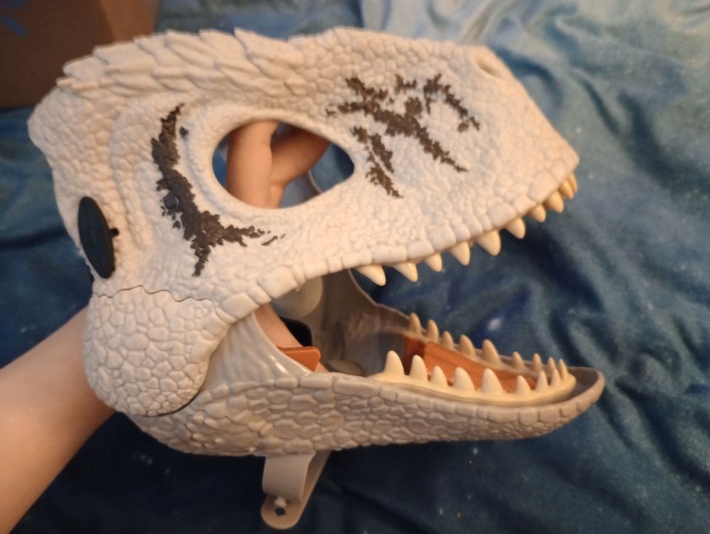 With mouth open