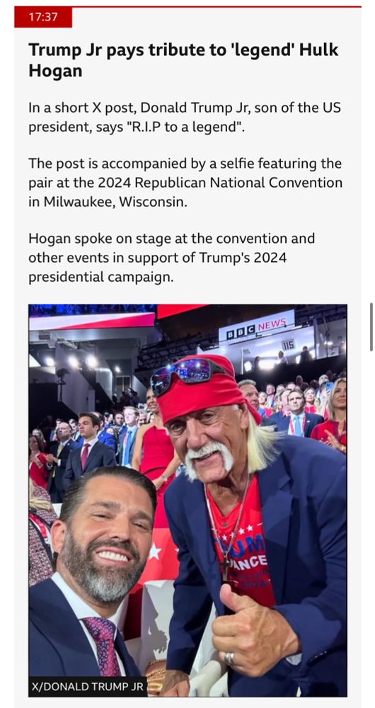 Trump Jnr pays tribute to ‘legend’ Hogan 