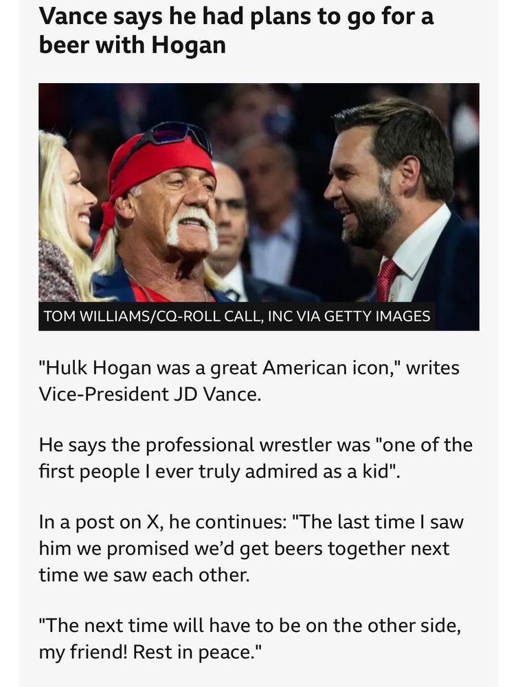 Vance says he had plans to go for a beer with Hogan