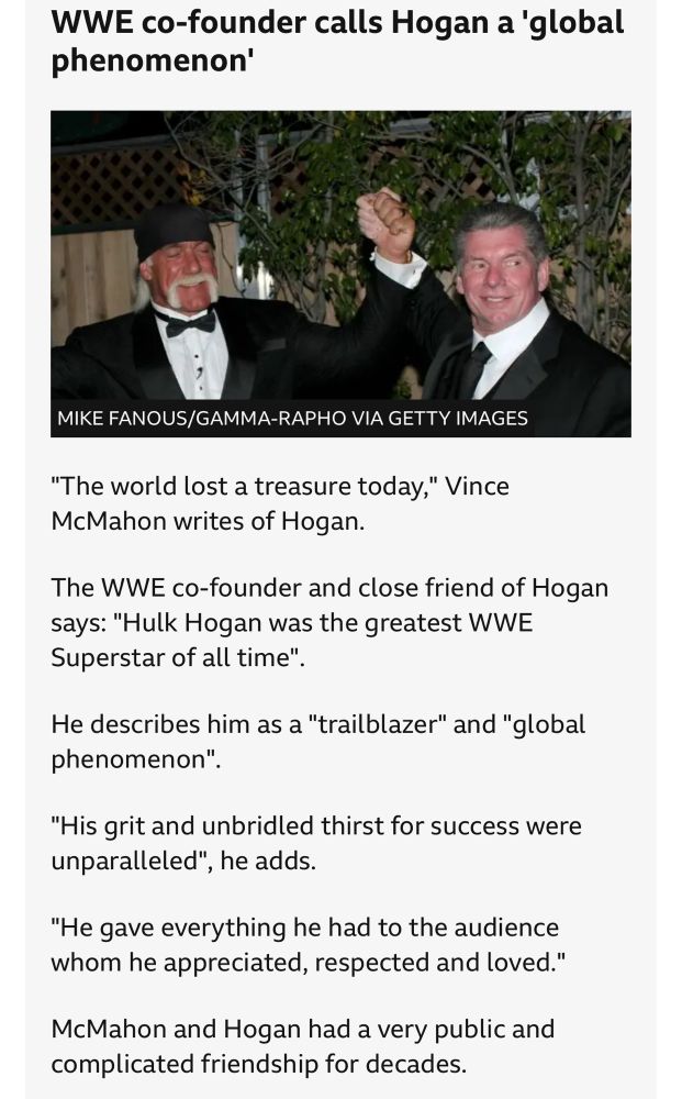 WWE co-founder calls Hogan a 'global phenomenon'