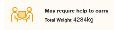 Screenshot from Bunnings website, weight reads 4284kg