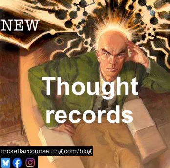 Professor Charles Xavier of the X-Men is using his powers to read minds. The title of the blog says "Thought records."