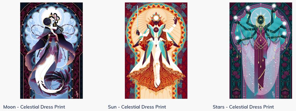3 prints (Sun, Moon, and Stars) available at https://yoshiyoshitani.store/collections/prints 