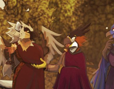 anthro birds dressed like ancient romans by @godbird