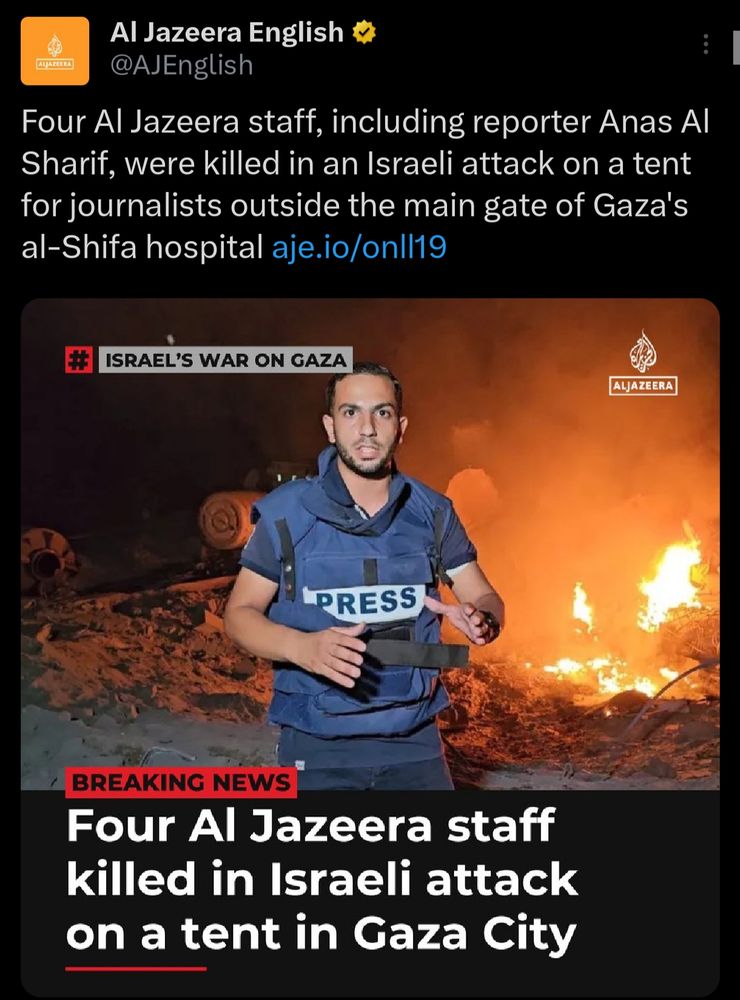 Al Jazeera report on four more journalists murdered in tents by Israel