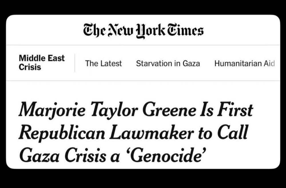 NYT headline saying MTG calls Gaza a 'genocide'