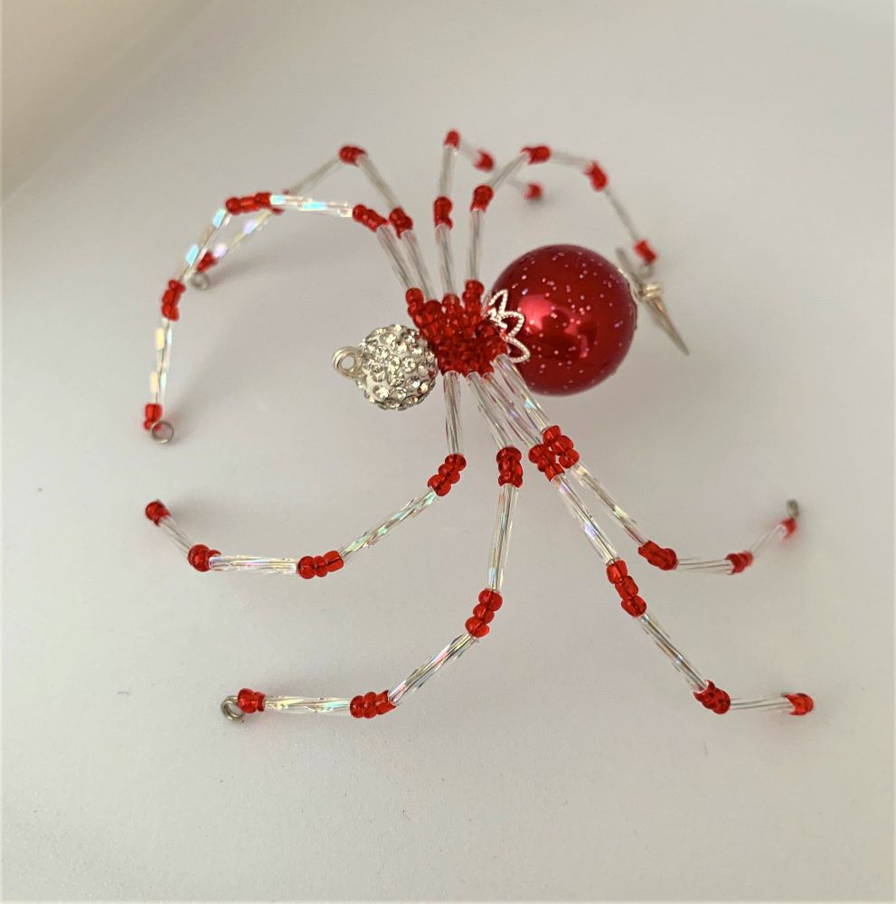 A spider shaped Christmas ornament.