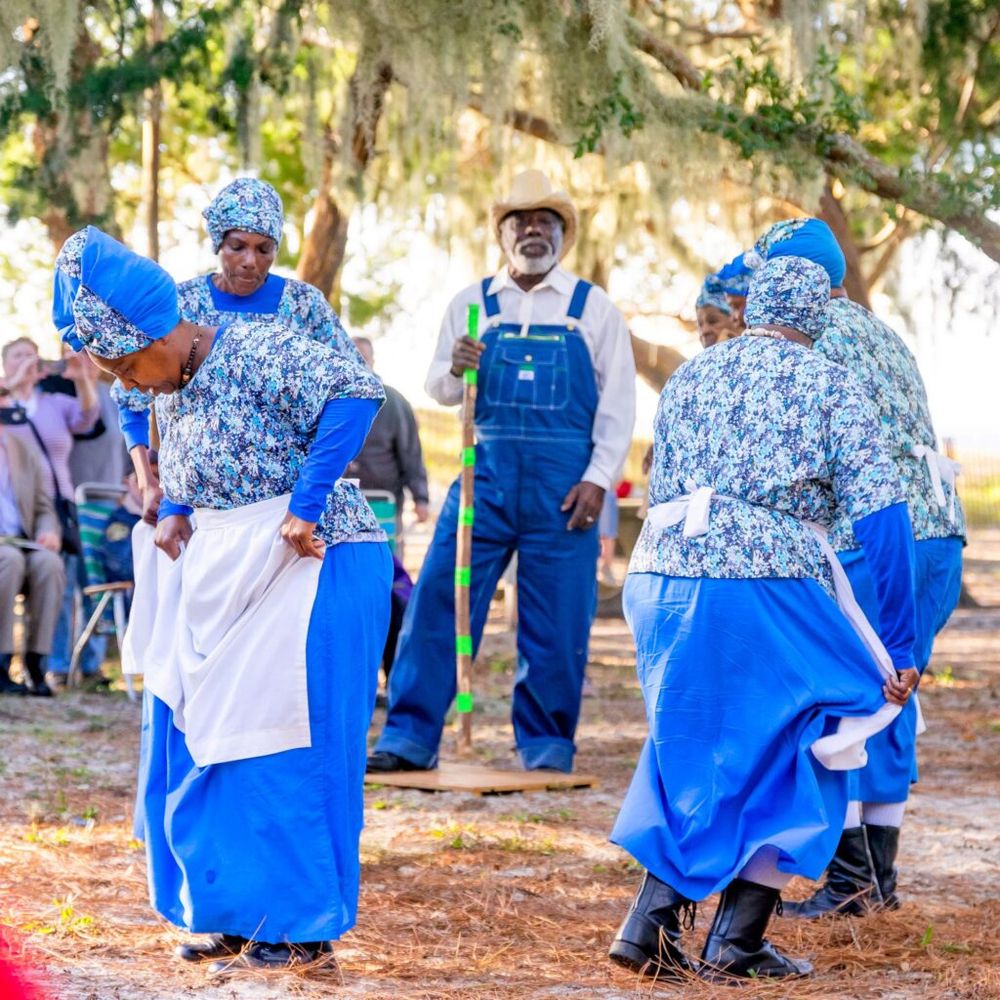 Gulla Geechee women dancing in a circle at the 2024 Gulla Geechee festival.