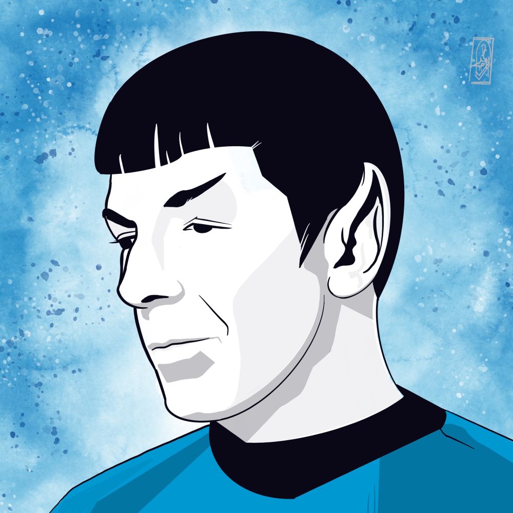 A digital portrait of Mr. Spock (Leonard Nimoy) from Star Trek: The Original Series 
