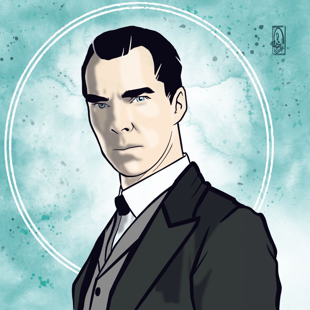 A digital portrait of Benedict Cumberbatch as Sherlock Holmes