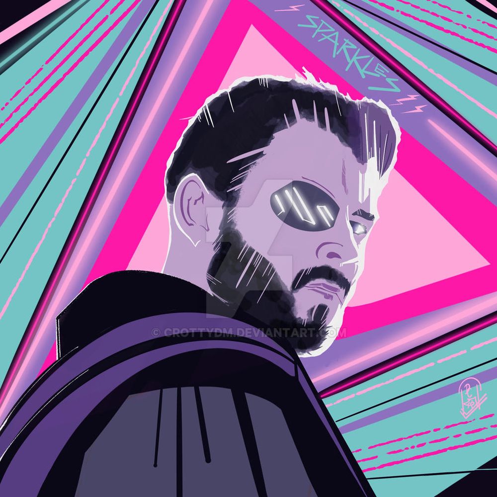 A digital portrait of Chris Hemsworth as Thor Odinsson. He has short hair and an eyepatch 