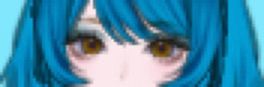 Picture of blue haired girl close up
