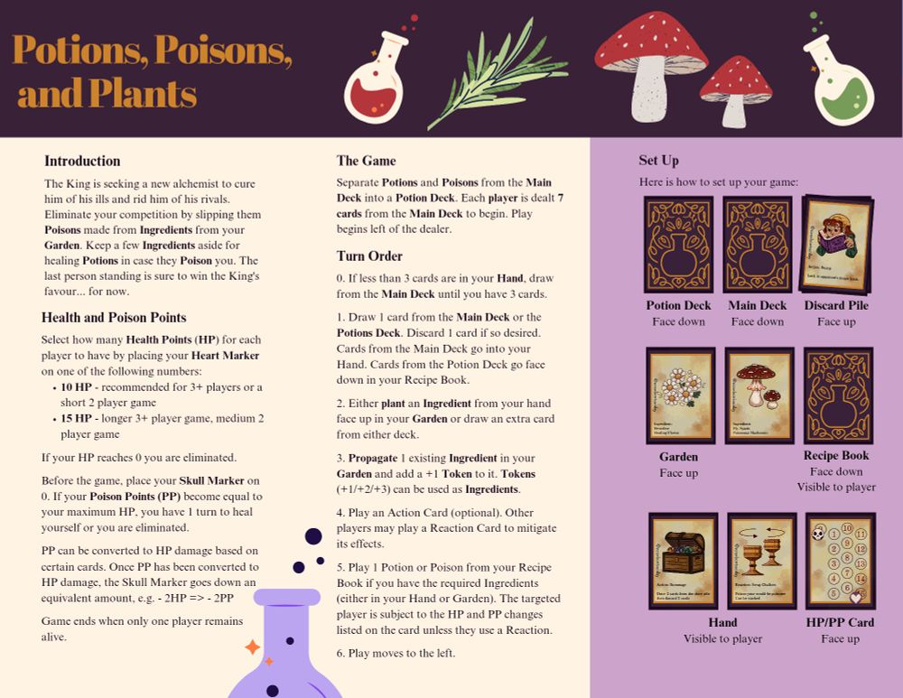 A rules pamphlet for Poisons, Potions and Plants.