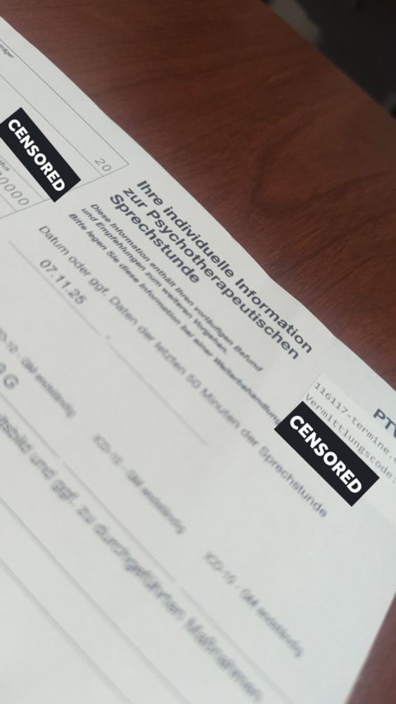 Formular mit der Aufschrift "Ihre individuelle Information zur Psychotherapeutischen Sprechstunde" 