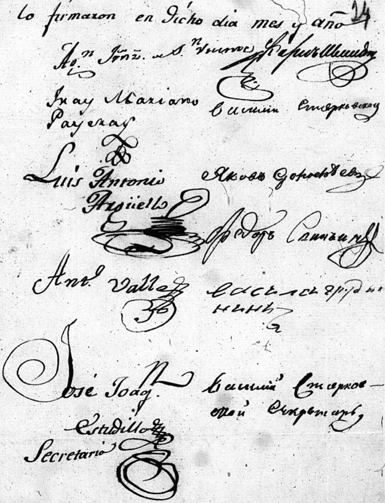 Firmas españolas en la izquierda y rusas en la derecha.