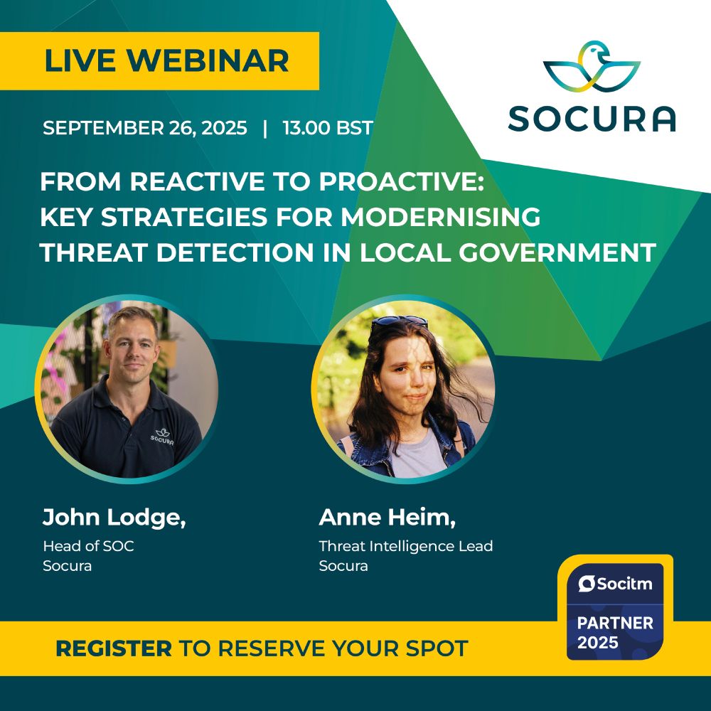 Register for Socura's cyber security webinar on 26th September, hosted by Socitm.