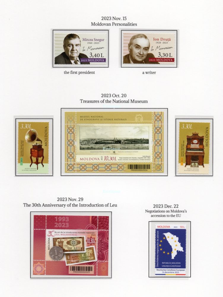 ミルチャ・ネスグル（初代大統領）
イオン・ドルーツァ（作家）

国立博物館の所蔵品

モルドバ・レウ30年

モルドバのEU加盟交渉