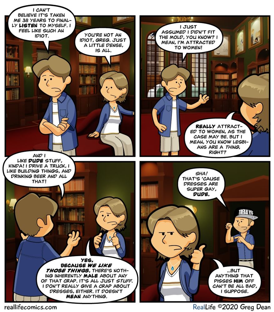 Further on in the RLC comics run, where Mae says that the stuff she liked that she thought made her a man is just stuff, and that it doesn't mean anything. 