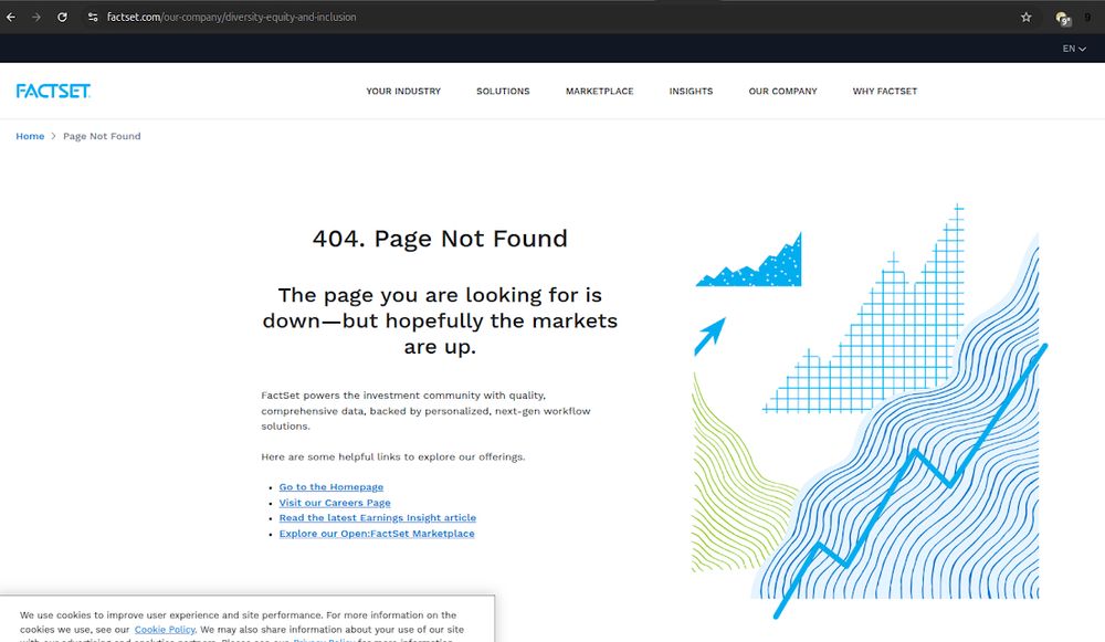 Screenshot showing FDS removed their DE&I page