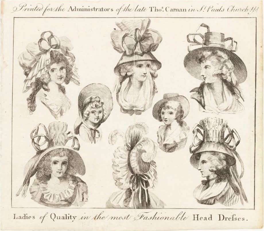 Ladies of Quality in the Most Fashionable Head Dresses 1788 Courtesy of the Powerhouse Museum. Gift of Mr H Matthews, 1982. Photograph Laura Moore