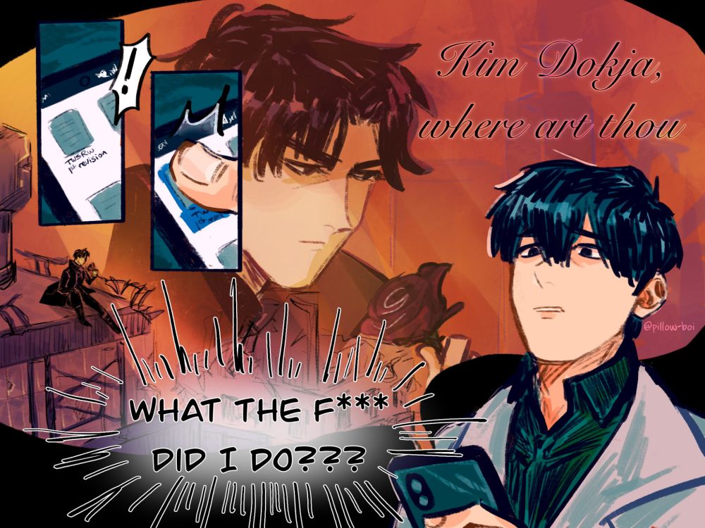 After the Revolution Game in orv, kim dokja checks the updated version of twsa and is shocked to see how much yoo joonghyuk thinks of him in the new version. 