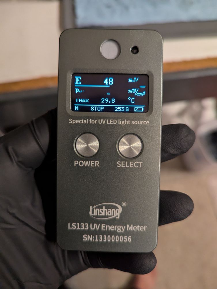 Meter showing energy output at 48 millijoules