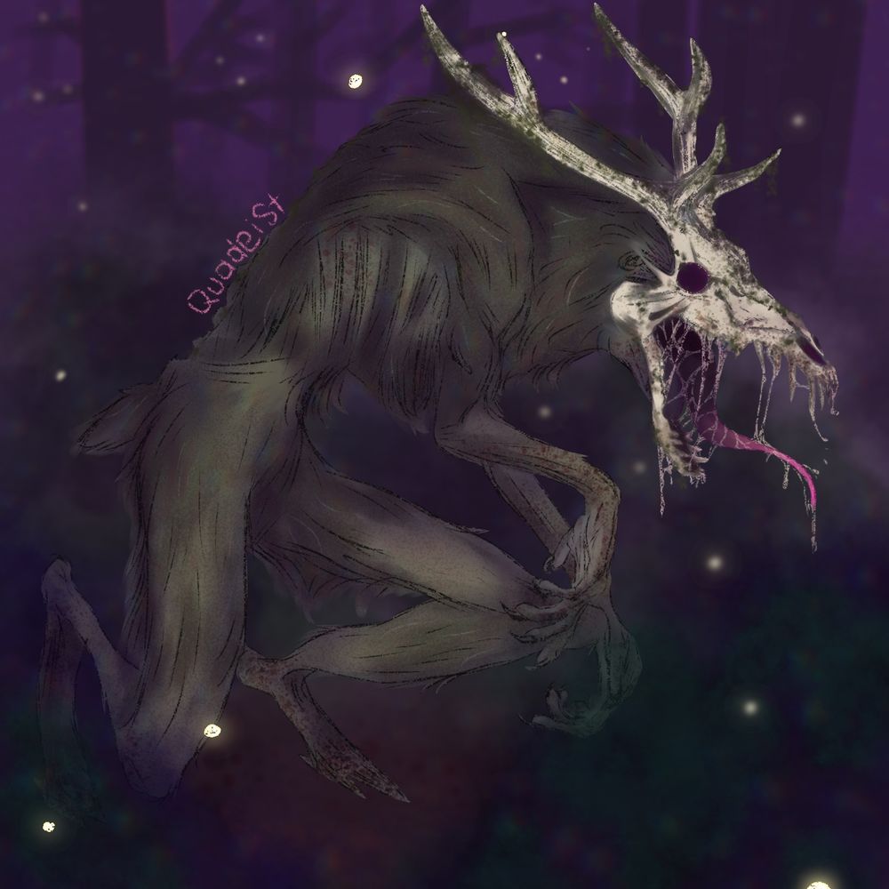 A digital painting of a large monster