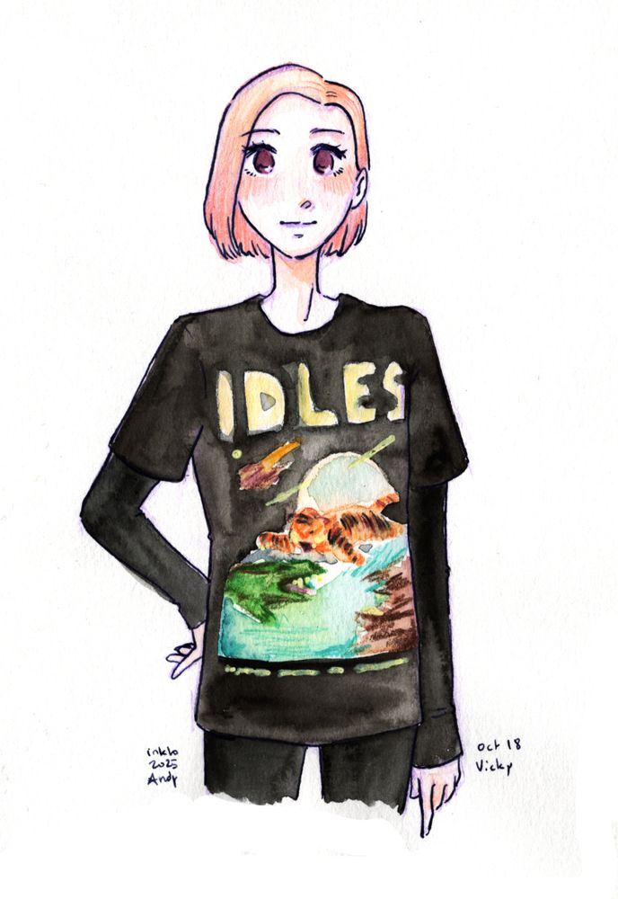 a traditional drawing in ink and watercolors